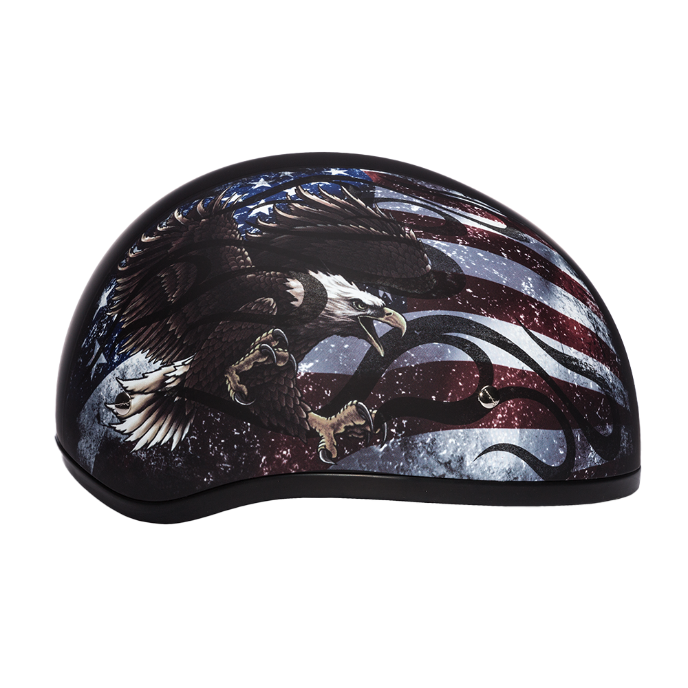 DOT Approved Daytona Motorcycle Half Face Helmet - Skull Cap Graphics for Men & Women, Scooters, ATVs, UTVs & Choppers - W/ USA DAYTONA SKULL CAP - GRAPHICS Daytona Helmets