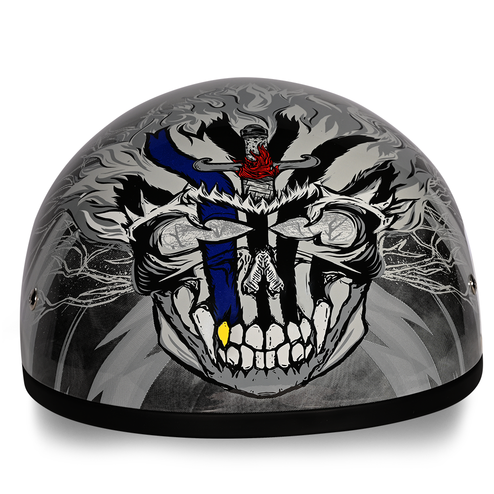 dot skull motorcycle helmet Daytona Skull Cap Thunder Half Face Motorcycle Helmet, M