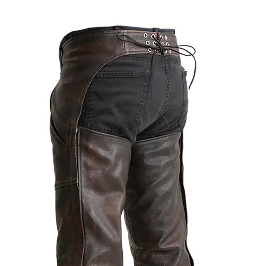 Dakota - Unisex Motorcycle Leather Chaps – First MFG Co