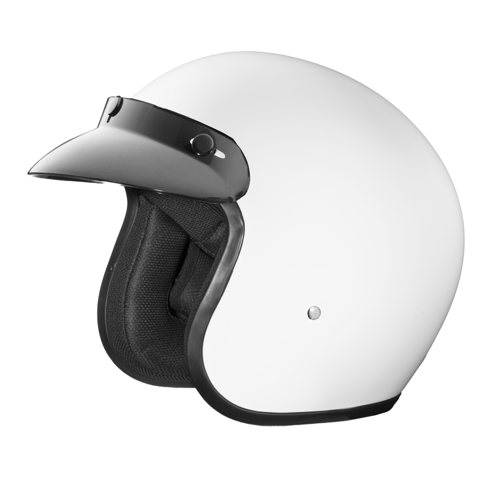 gloss white half helmet motorcycle Hummer Solid A0 Thermol polymer alloy shell construction TOR T-59 Half Shell Motorcycle