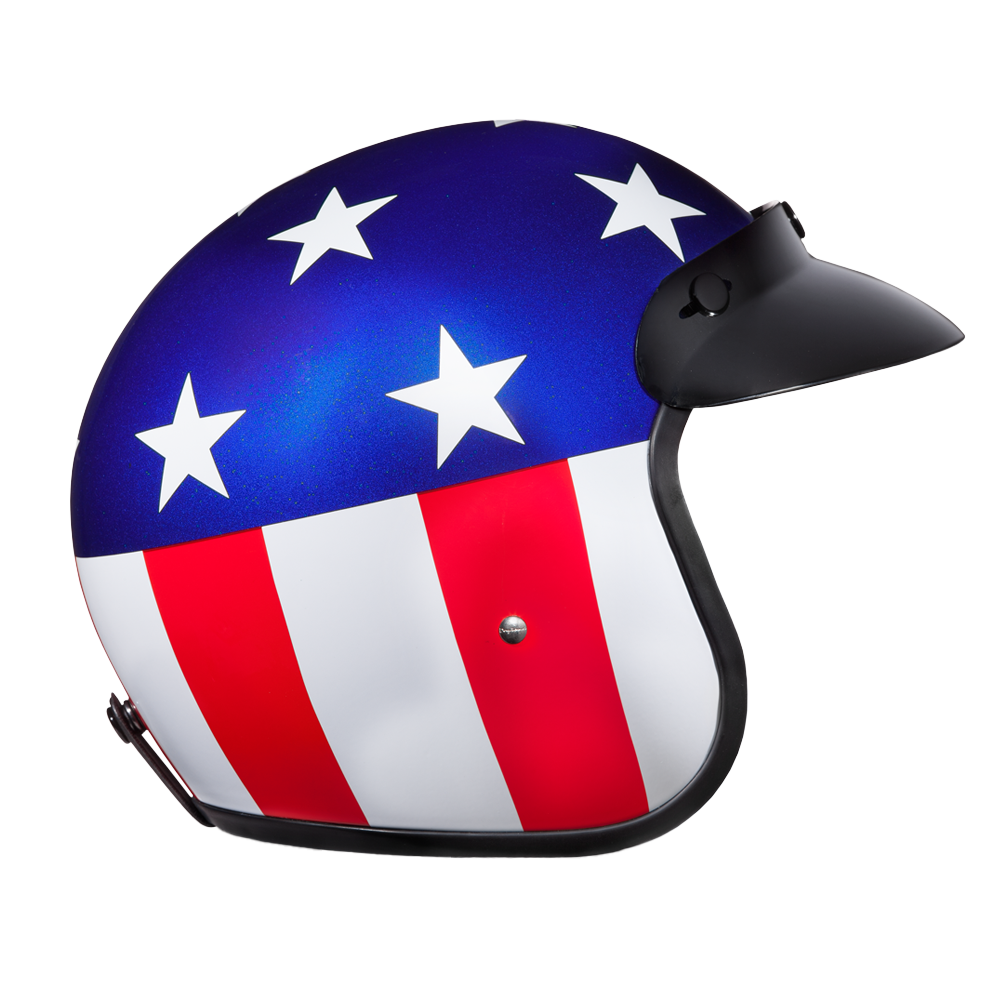 DOT Approved Daytona Cruiser Open Face Motorcycle Helmet - Men, Women & Youth - With Visor & Graphics - W/ Captain America CRUISER - GRAPHICS Daytona Helmets