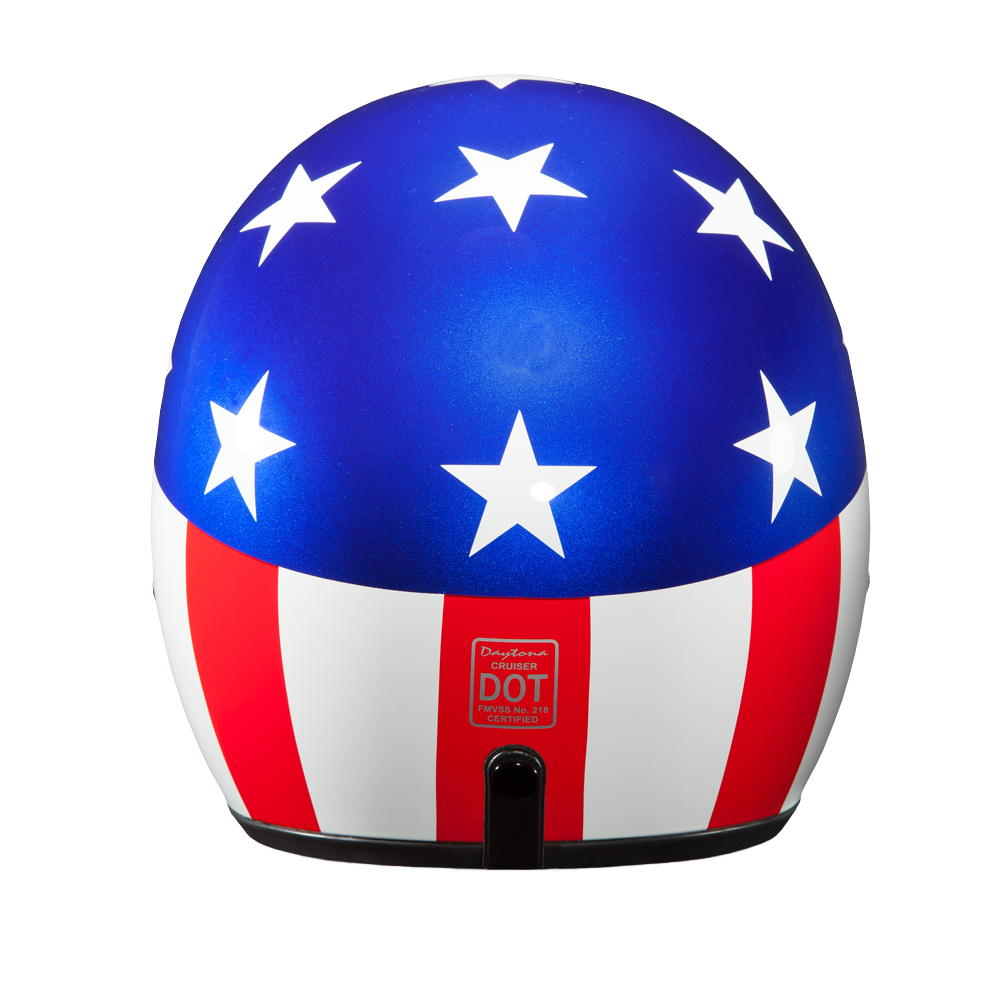 DOT Approved Daytona Cruiser Open Face Motorcycle Helmet - Men, Women & Youth - With Visor & Graphics - W/ Captain America CRUISER - GRAPHICS Daytona Helmets