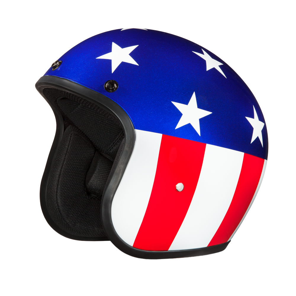 DOT Approved Daytona Cruiser Open Face Motorcycle Helmet - Men, Women & Youth - With Visor & Graphics - W/ Captain America CRUISER - GRAPHICS Daytona Helmets