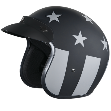 cruiser motorcycle helmets usa DOT Approved Daytona Cruiser Open Face Motorcycle Helmet - Men, Women & Youth - With Visor & Graphics - W/ Captain America Stealth