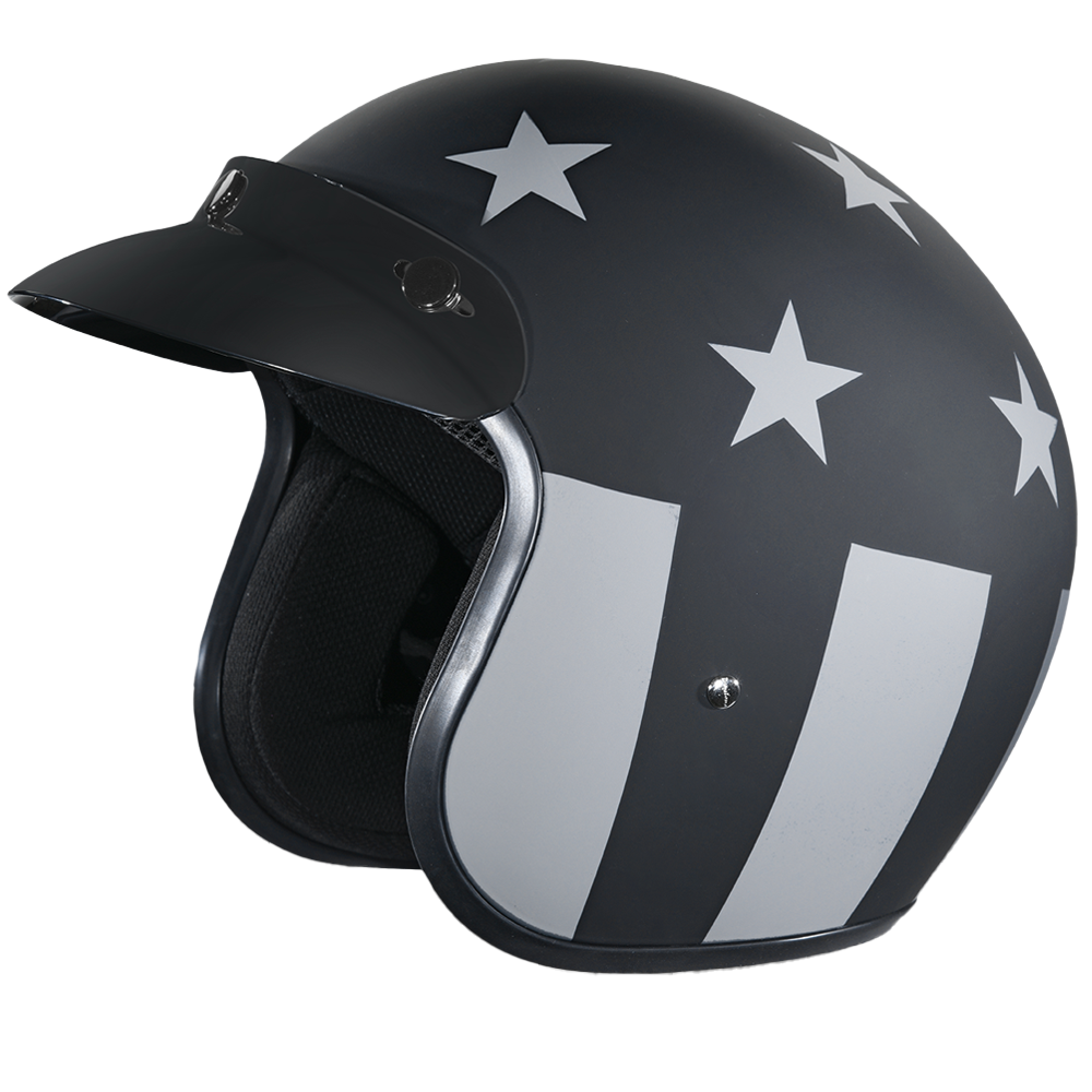 DOT Approved Daytona Cruiser Open Face Motorcycle Helmet - Men, Women & Youth - With Visor & Graphics - W/ Captain America Stealth CRUISER - GRAPHICS Daytona Helmets
