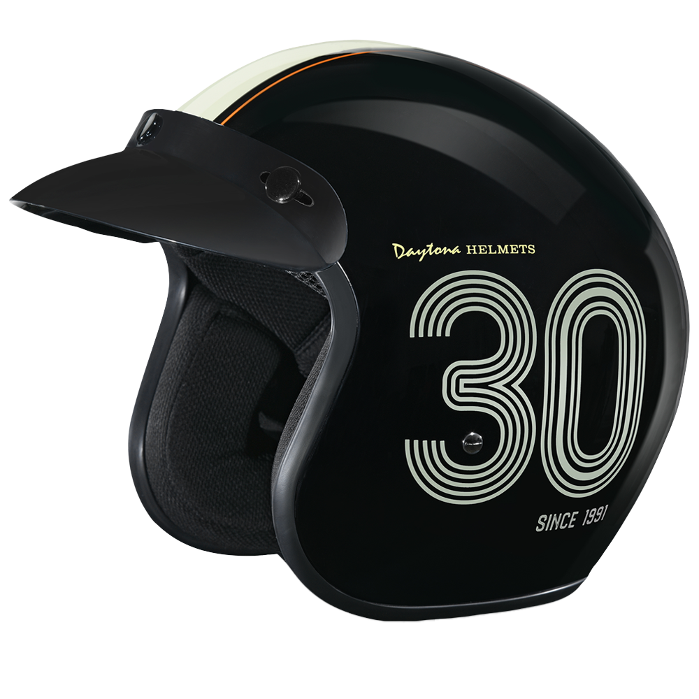 DOT Approved Daytona Cruiser Open Face Motorcycle Helmet - Men, Women & Youth - With Visor & Graphics - W/ Daytona 30th CRUISER - GRAPHICS Daytona Helmets