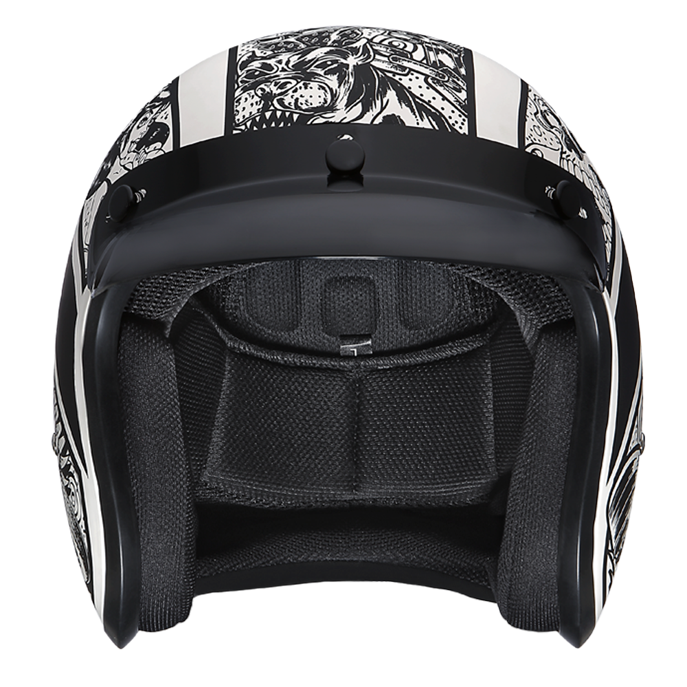 DOT Approved Daytona Cruiser Open Face Motorcycle Helmet - Men, Women & Youth - With Visor & Graphics - W/ Graffiti CRUISER - GRAPHICS Daytona Helmets