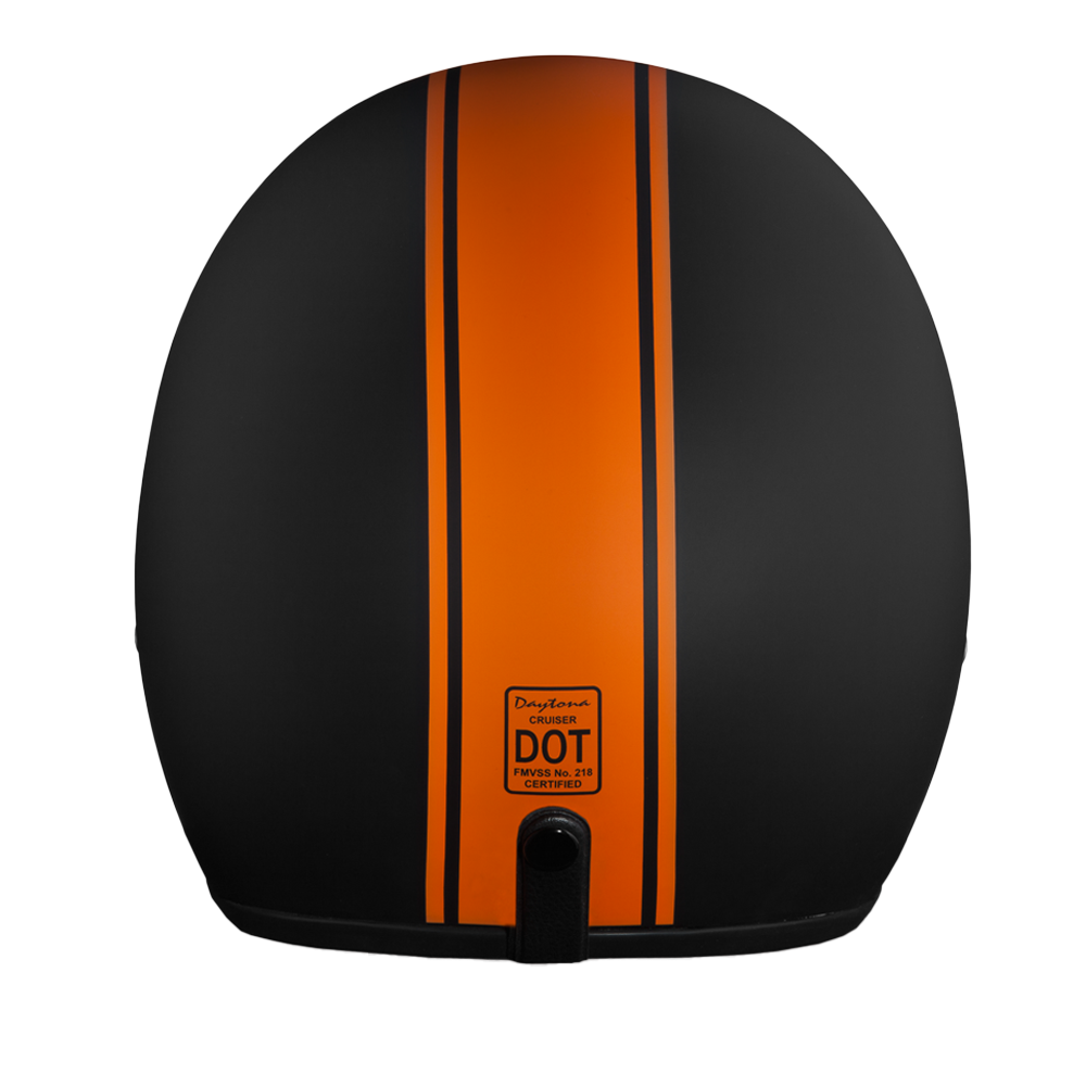 DOT Approved Daytona Cruiser Open Face Motorcycle Helmet - Men, Women & Youth - With Visor & Graphics - W/ Orange Pin Stripe CRUISER - GRAPHICS Daytona Helmets