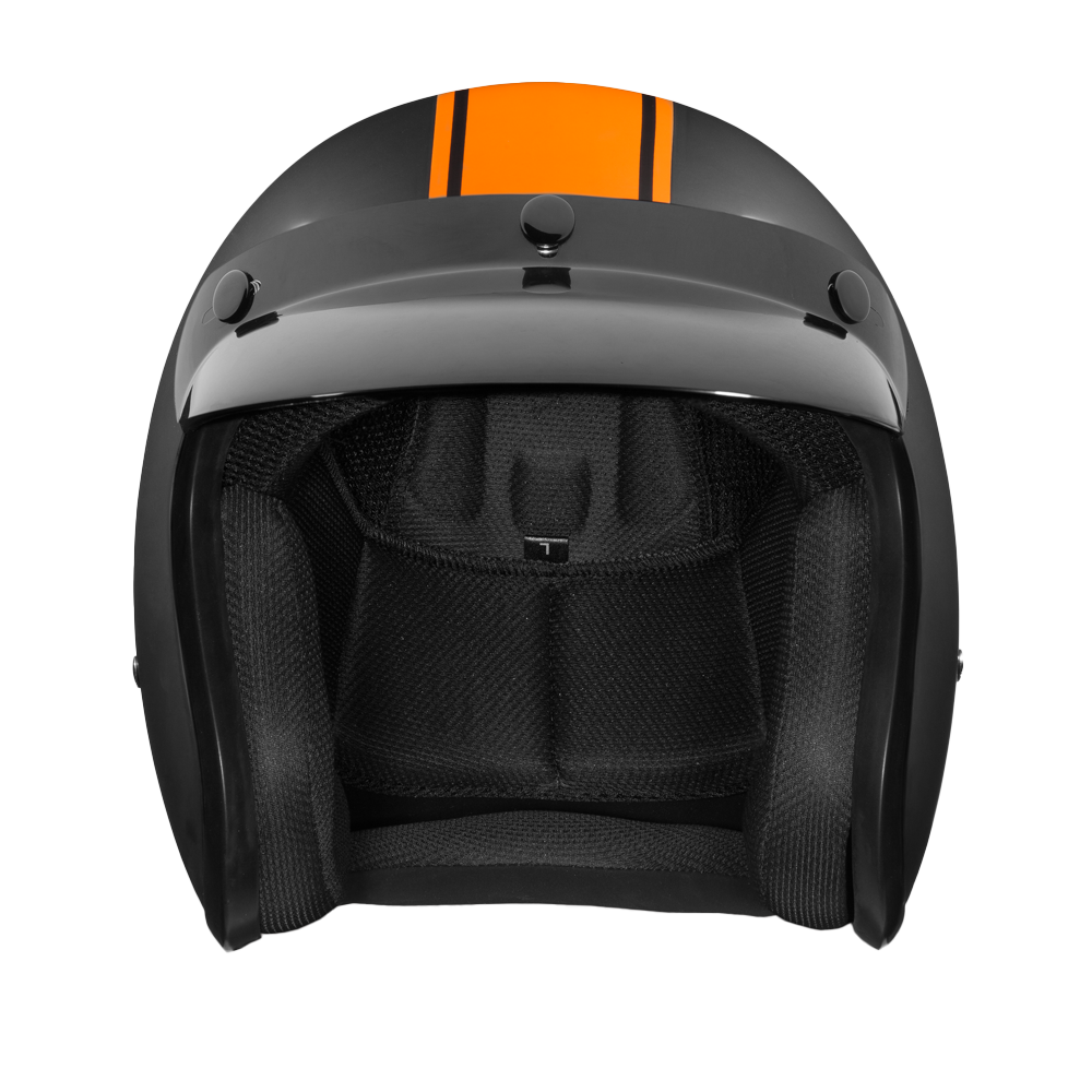 DOT Approved Daytona Cruiser Open Face Motorcycle Helmet - Men, Women & Youth - With Visor & Graphics - W/ Orange Pin Stripe CRUISER - GRAPHICS Daytona Helmets