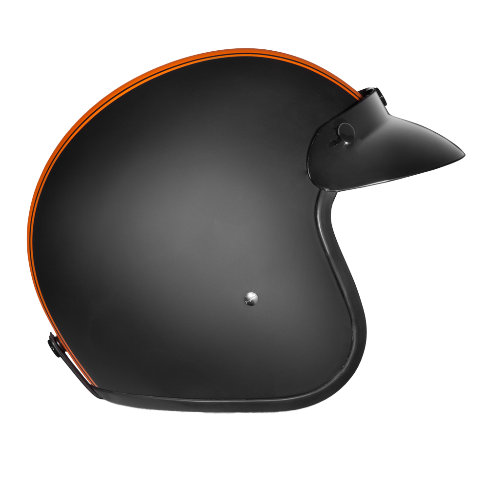 DOT Approved Daytona Cruiser Open Face Motorcycle Helmet - Men, Women & Youth - With Visor & Graphics - W/ Orange Pin Stripe CRUISER - GRAPHICS Daytona Helmets