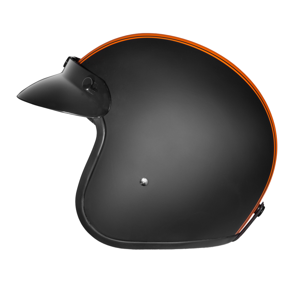 DOT Approved Daytona Cruiser Open Face Motorcycle Helmet - Men, Women & Youth - With Visor & Graphics - W/ Orange Pin Stripe CRUISER - GRAPHICS Daytona Helmets