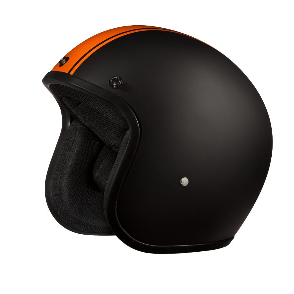 DOT Approved Daytona Cruiser Open Face Motorcycle Helmet - Men, Women & Youth - With Visor & Graphics - W/ Orange Pin Stripe CRUISER - GRAPHICS Daytona Helmets