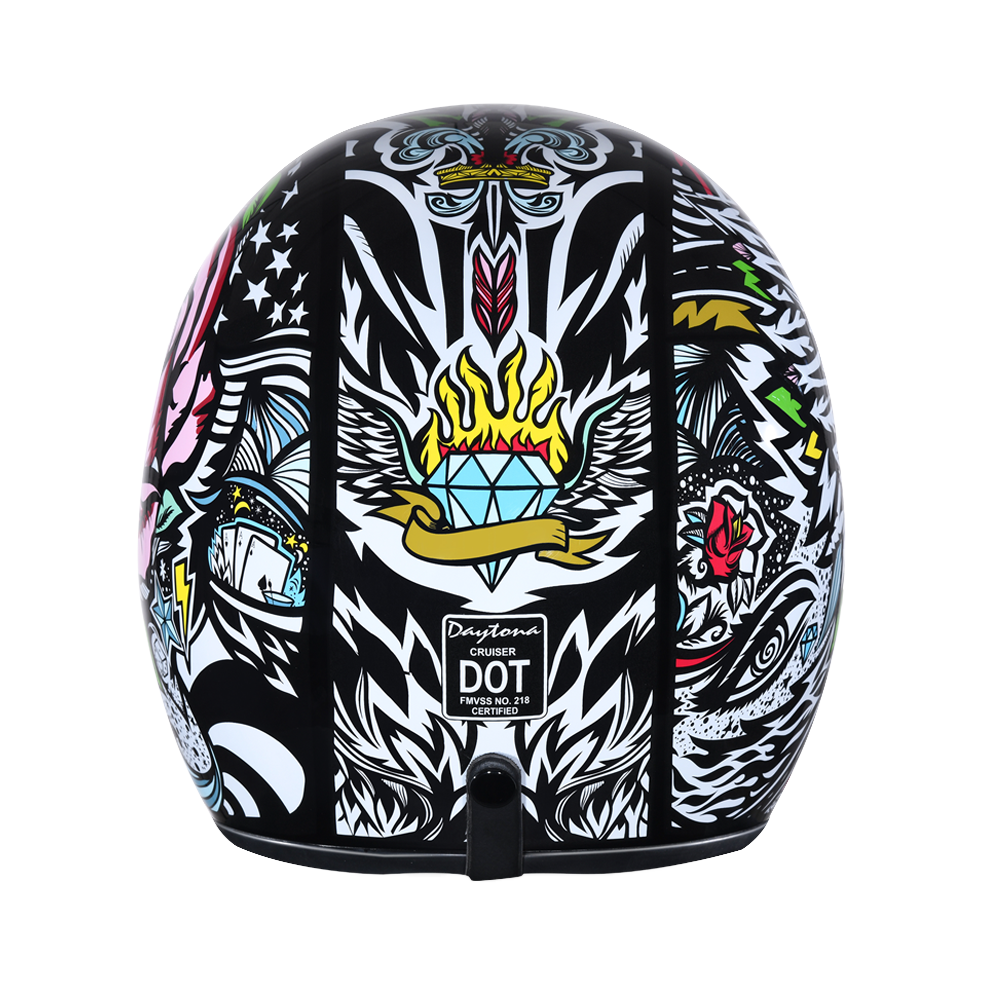 DOT Approved Daytona Cruiser Open Face Motorcycle Helmet - Men, Women & Youth - With Visor & Graphics - W/ Tribal CRUISER - GRAPHICS Daytona Helmets