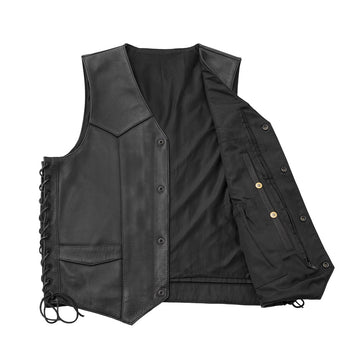 Cowboy Leather Sleeveless Jacket Mens Vintage Vest For Boys