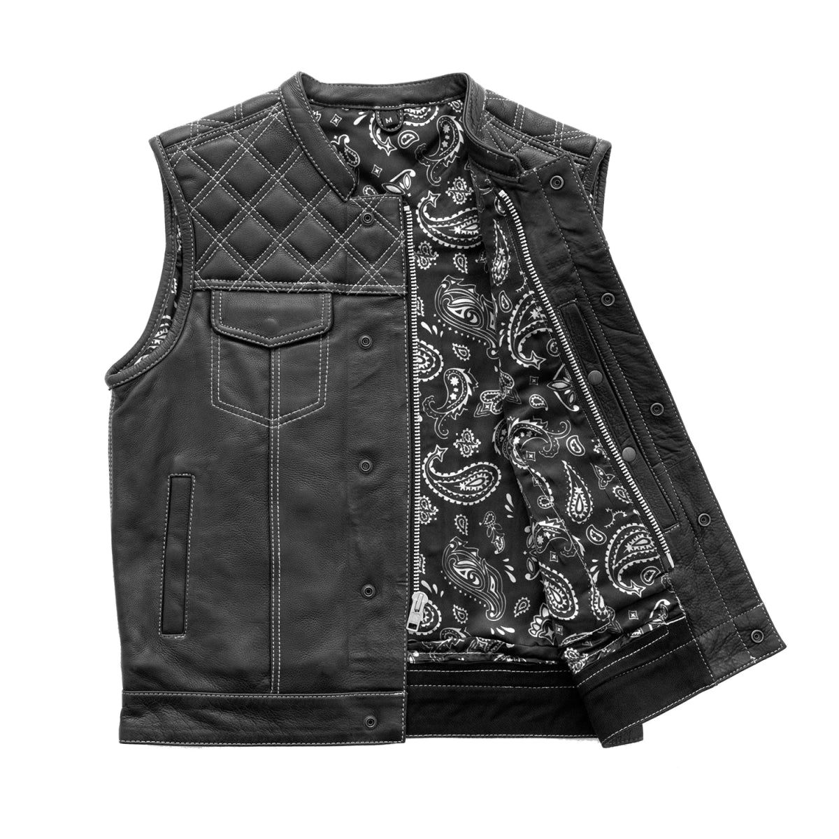 First Manafacturing Downside Mens Motorcycle Leather Vest - First MFG Co