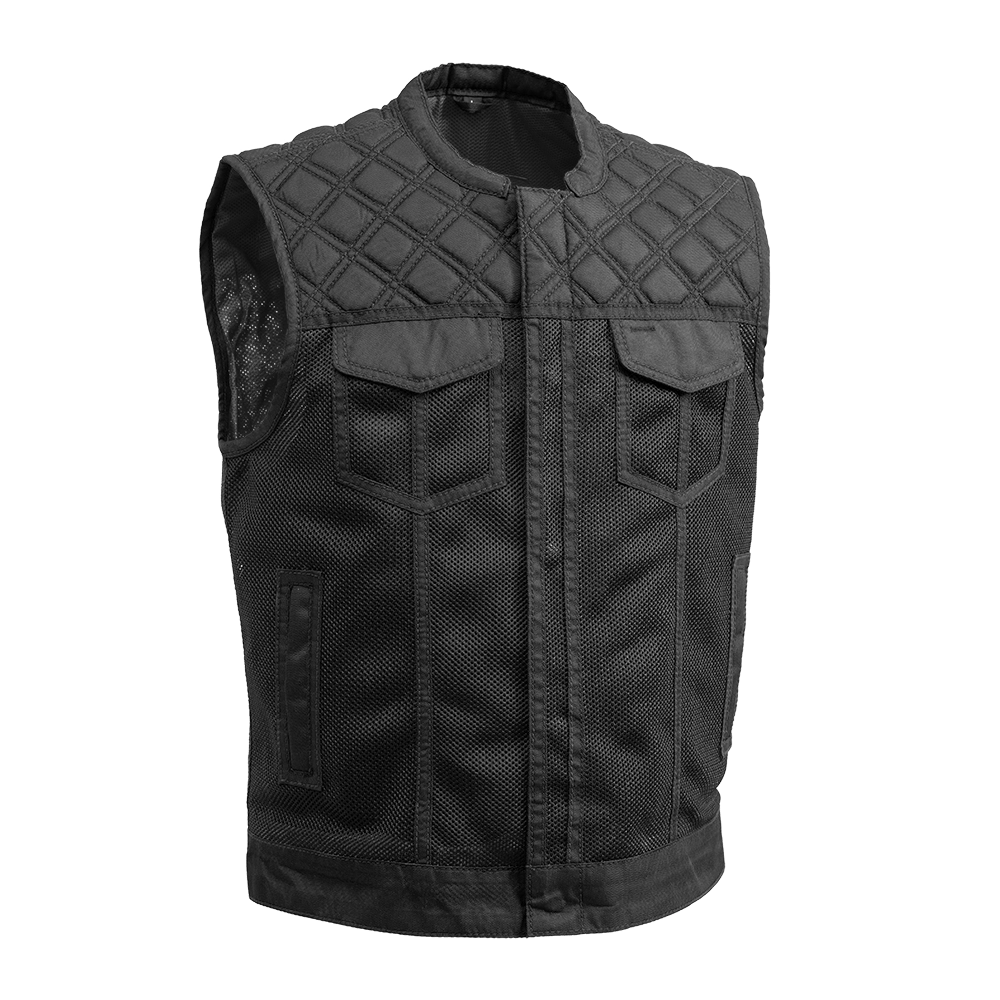 Downside Moto Mesh Men's Motorcycle Vest Men's Leather Vest First Manufacturing Company Black S 