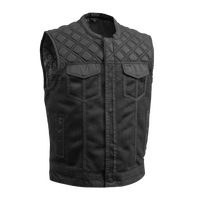 Downside Moto Mesh Men's Motorcycle Vest Men's Leather Vest First Manufacturing Company Black S 