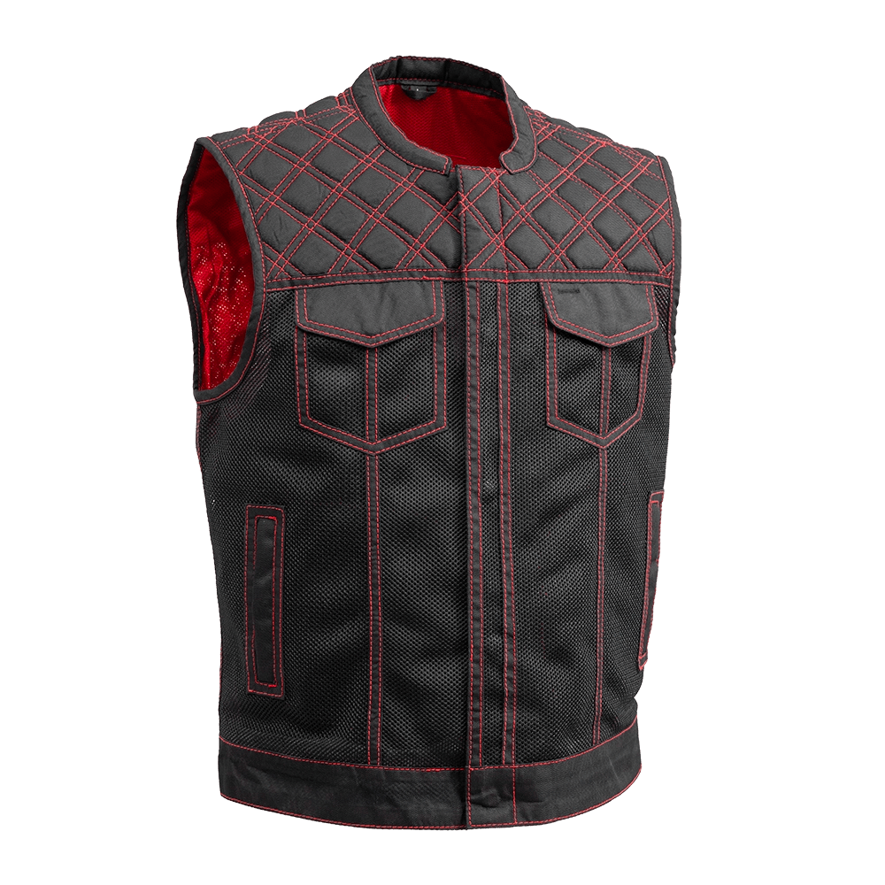 Downside Moto Mesh Men's Motorcycle Vest Men's Leather Vest First Manufacturing Company Red S 