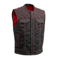 Downside Moto Mesh Men's Motorcycle Vest Men's Leather Vest First Manufacturing Company Red S 