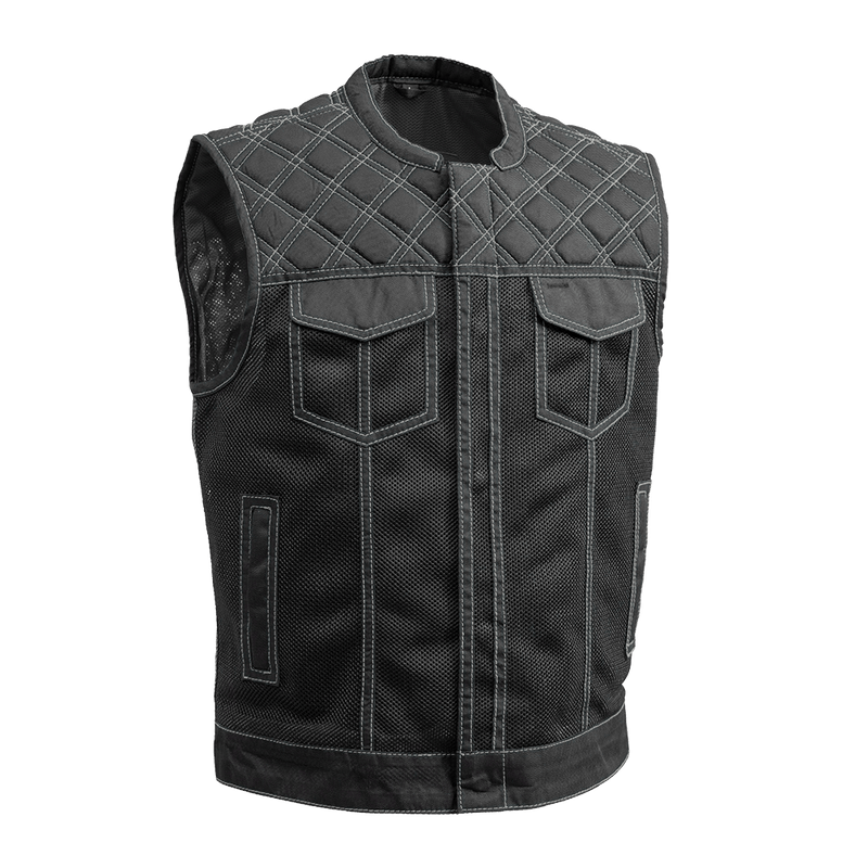 Downside Moto Mesh Men's Motorcycle Vest Men's Leather Vest First Manufacturing Company Gray S 