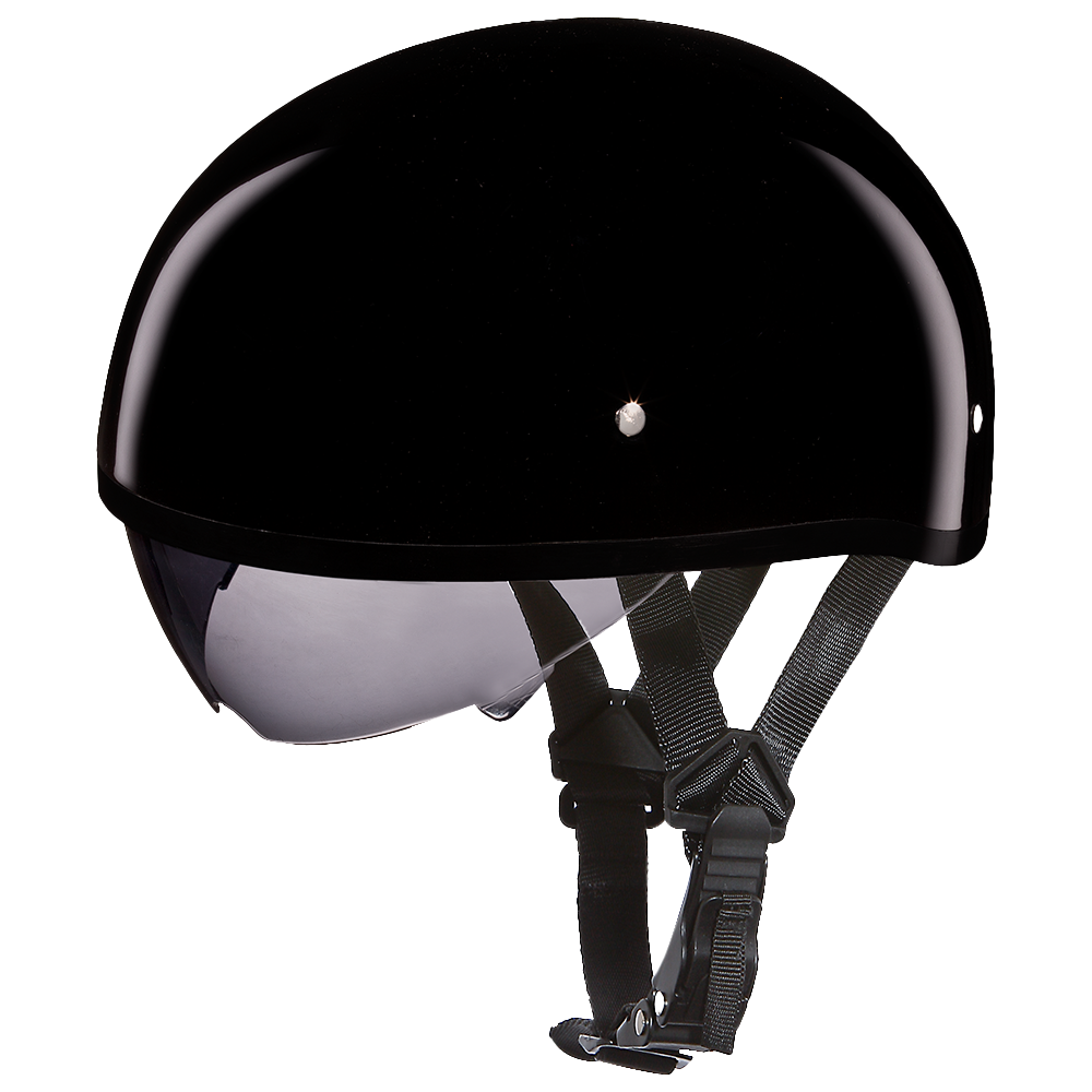 D.O.T. Daytona Skull Cap W/ Inner Shield- Hi-Gloss Black DAYTONA SKULL CAP - INNER SHIELD Daytona Helmets