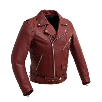 ‼️‼️price is firm‼️‼️Burgundy biker moto real outlets leather jacket