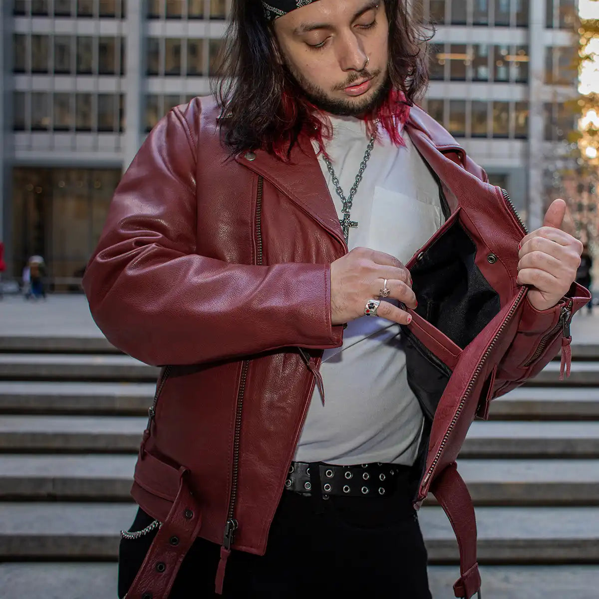 Fillmore Men's Motorcycle Leather Jacket Men's Leather Jacket First Manufacturing Company