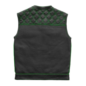 Finish Line Green Checker Men's Motorcycle Leather Vest