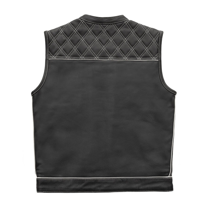 Finish Line - White Checker - Men's Motorcycle Leather Vest Men's Leather Vest First Manufacturing Company   