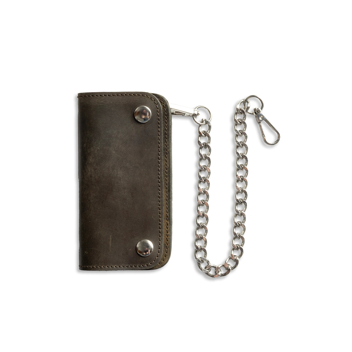 SMALL TRUCKER - Vegetable Tanned Leather Wallet Leather Wallet First Manufacturing Company FOREST GREEN Chrome