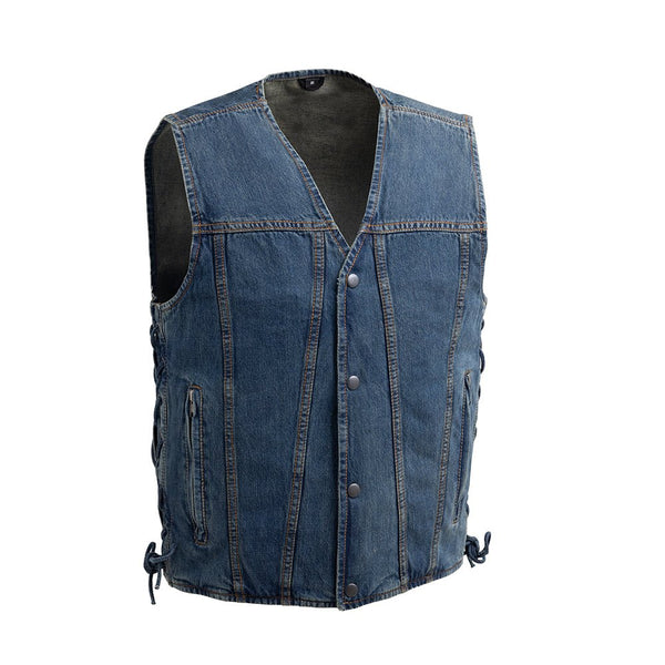 Gambler Men's Motorcycle Denim Vest - First MFG Co