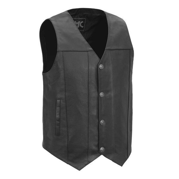 Gun Runner Men's Motorcycle Western Style Leather Vest Men's Leather Vest Vests Black S