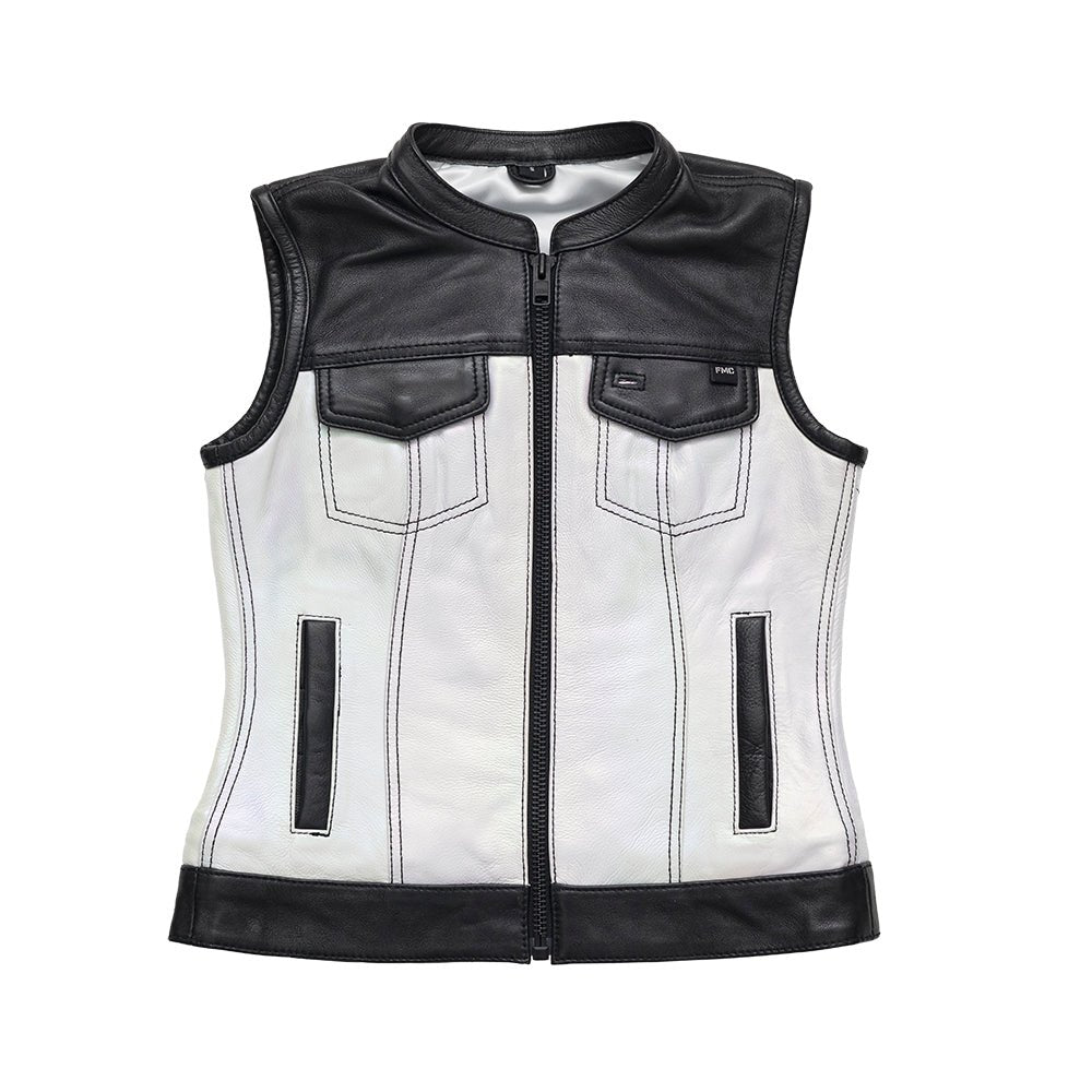Halo Women's Club Style Motorcycle Leather Vest - Limited Edition Factory Customs Vests XS