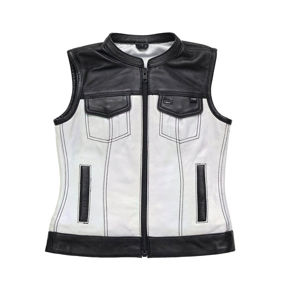 Halo Women's Club Style Motorcycle Leather Vest - Limited Edition Factory Customs Vests XS