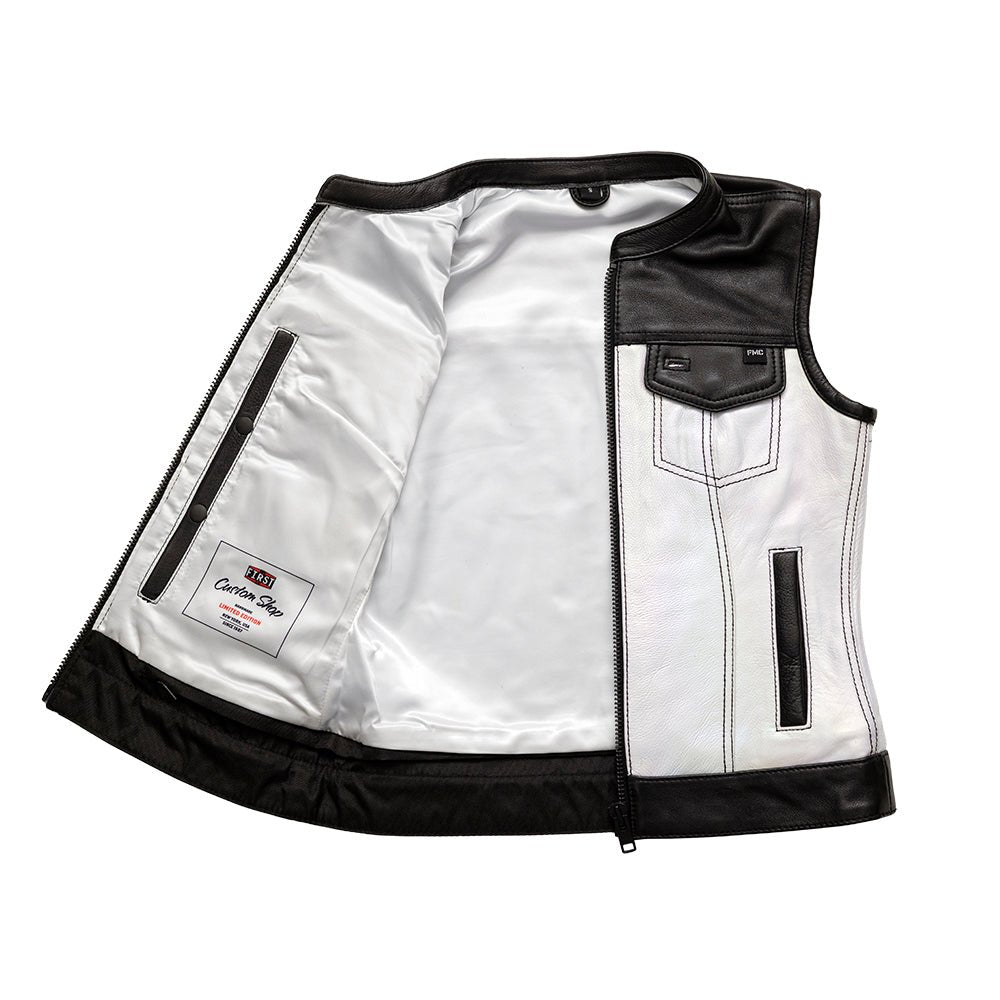 Halo Women's Club Style Motorcycle Leather Vest - Limited Edition Factory Customs Vests
