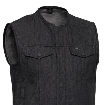 Haywood - Men's Motorcycle Denim Vest (Black) – First MFG Co