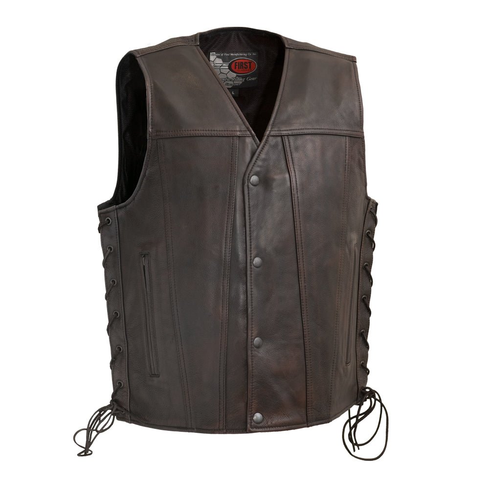 High Roller Men's Motorcycle Leather Vest Men's Leather Vest Vests Copper S