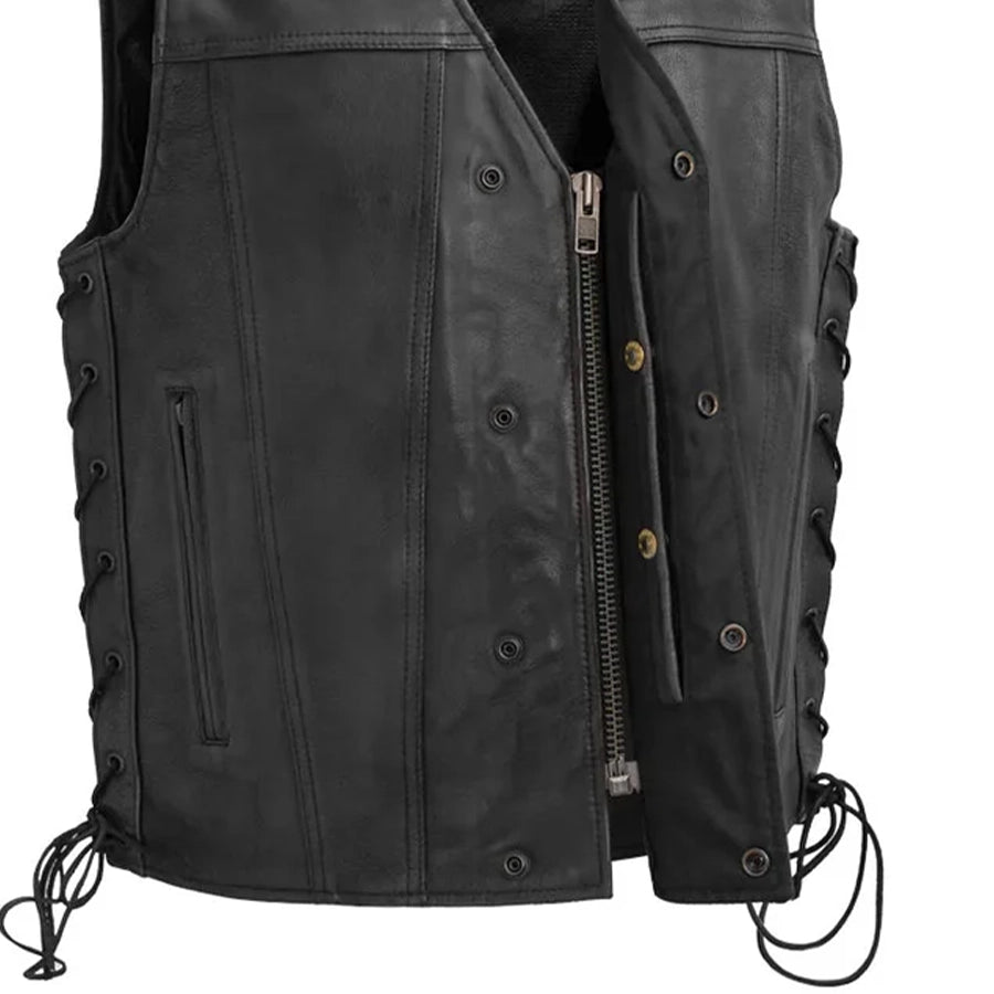 High Roller Men's Motorcycle Leather Vest Men's Leather Vest Vests