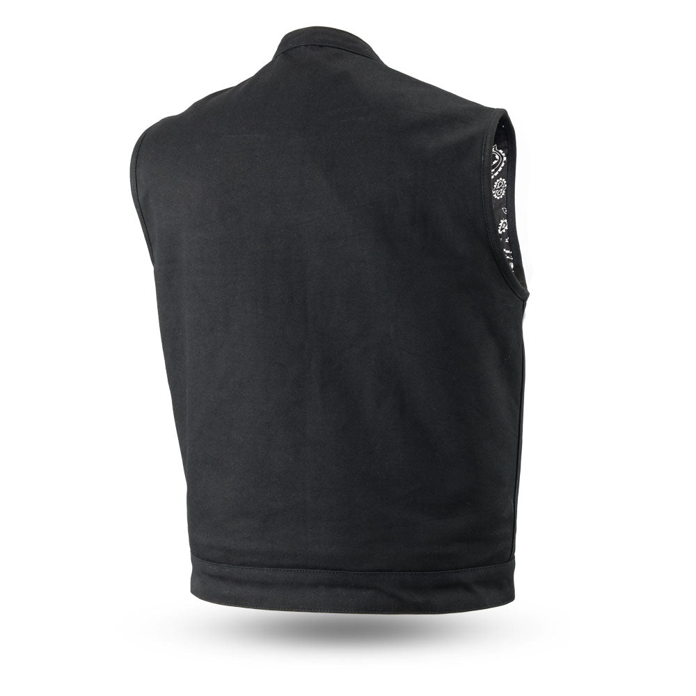 Black canvas motorcycle vest hotsell