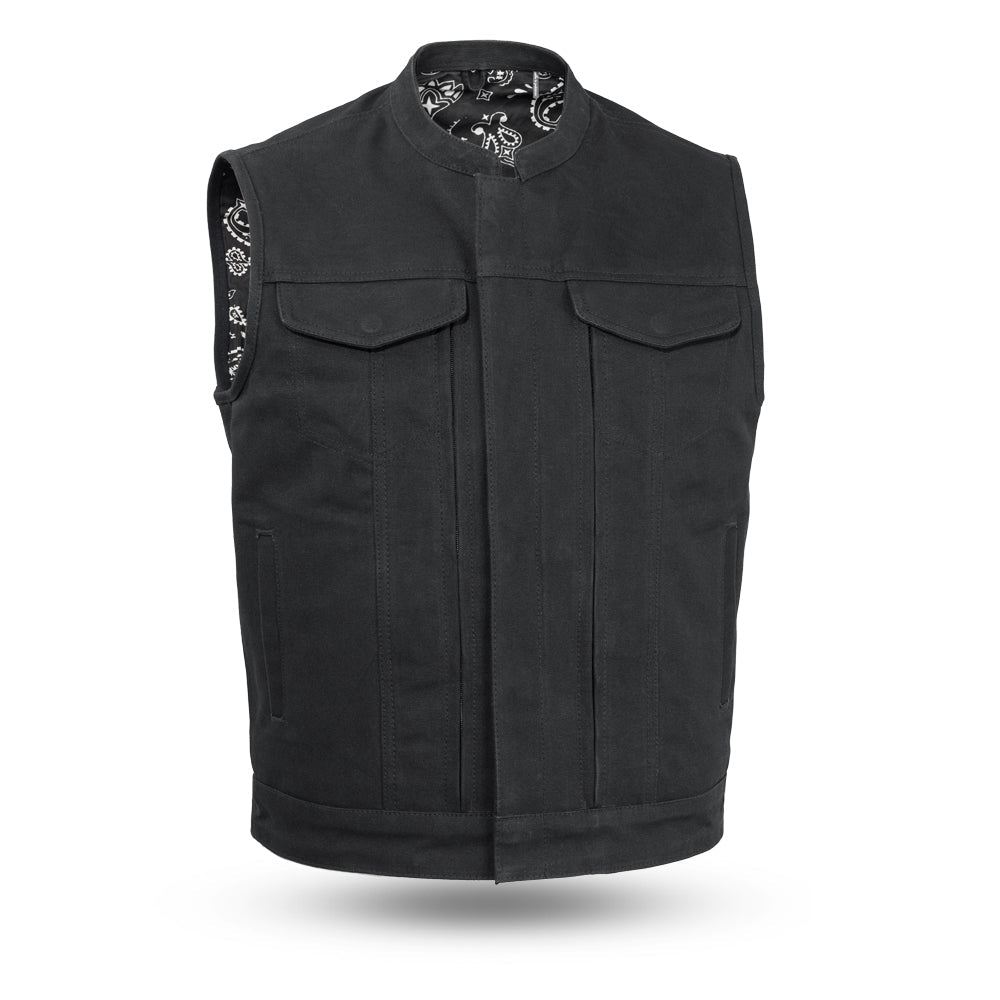 Highland V2 Men's Motorcycle Canvas Vest Men's Canvas Vests First Manufacturing Company Black S