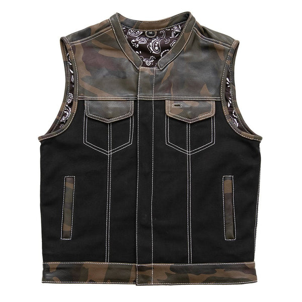 Infantry Men's Motorcycle Leather/Canvas Vest