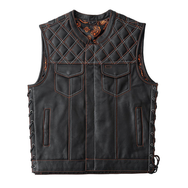 Jack - Men's Leather Motorcycle Vest Factory Customs Vests S