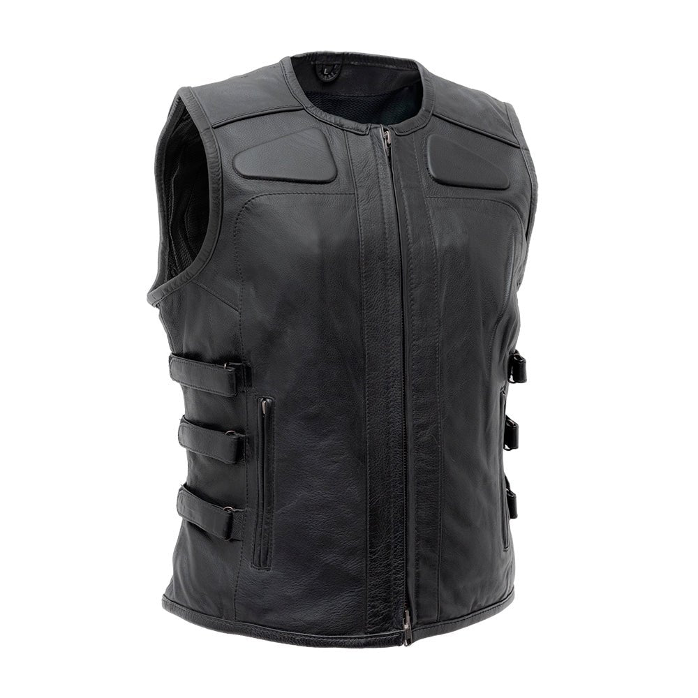 Katana - Women's Motorcycle Leather Vest Women's Leather Vest First Manufacturing Company Black XS