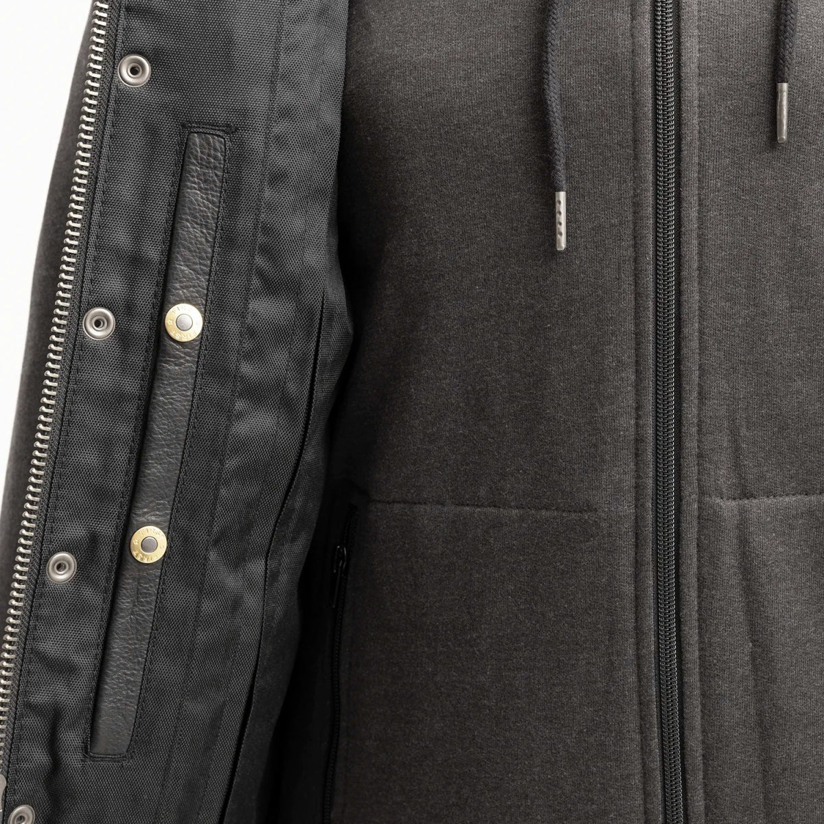 Kent Mens Motorcycle Leather Vest and Hoodie - First MFG Co