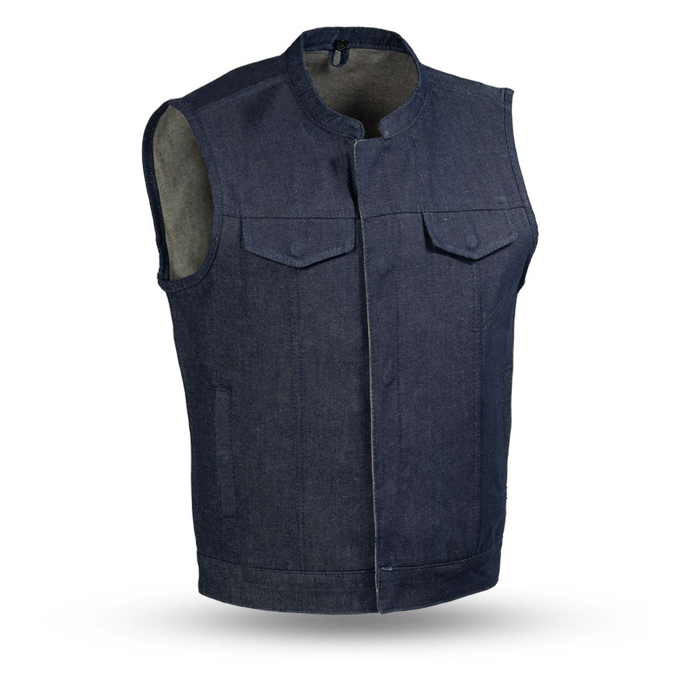 Kershaw Men's Motorcycle Denim Vest Men's Denim Vest First Manufacturing Company Blue S