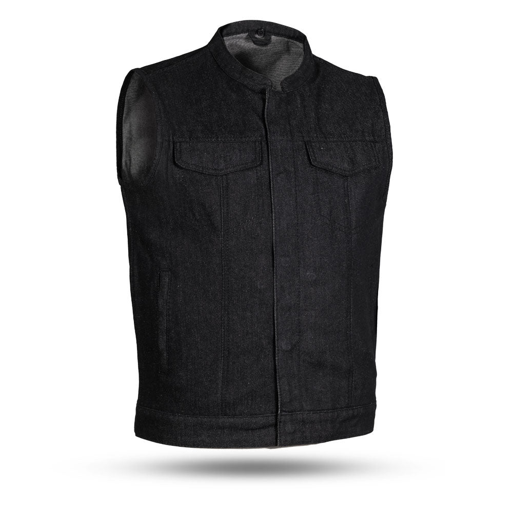 Kershaw Men's Motorcycle Denim Vest Men's Denim Vest First Manufacturing Company Black S