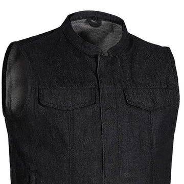 Kershaw - Men's Motorcycle Denim Vest (Black) - First MFG Co
