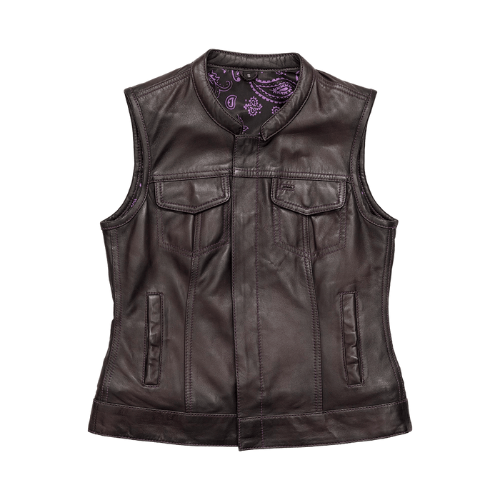 Keystone Women’s Motorcycle Vest Limited Edition Women's Leather Vest First Manufacturing Company Purple XS 