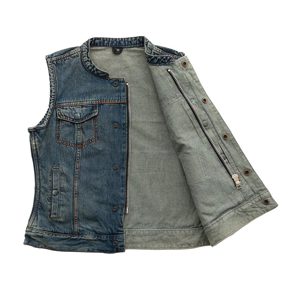 Ladies denim vest sale hotsell