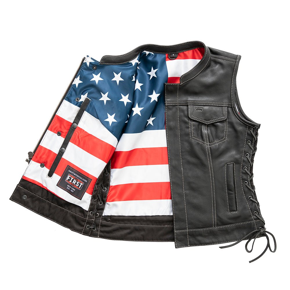Liberty Women's Club Style Motorcycle Leather Vest - Limited Edition Factory Customs Vests